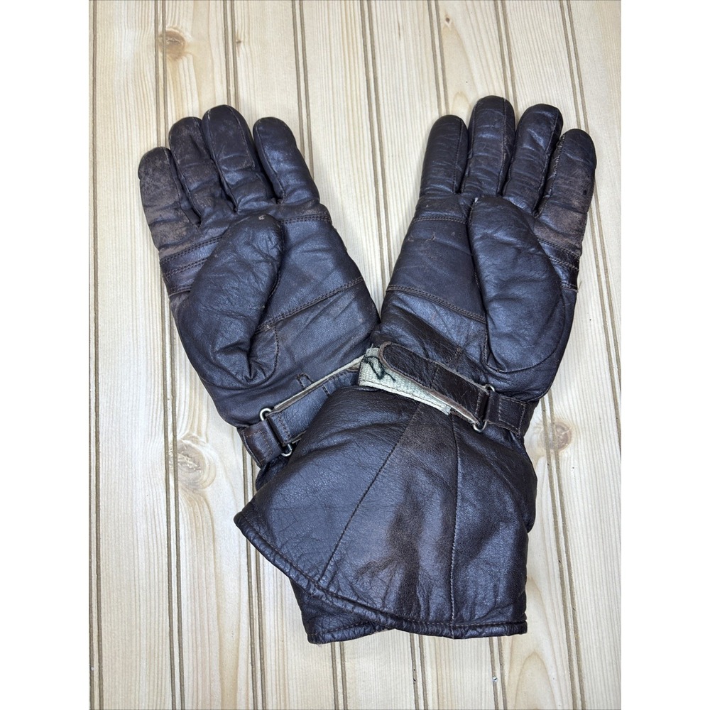 Vintage Honda Hondaline Brown Leather Motorcycle Gloves Aviator‎ Large